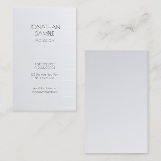 Carte De Visite Design moderne moderne design propre Silver Glamor (Devant / Derrière)