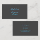 Carte De Visite Design moderne moderne Gris Bleu Professional (Devant / Derrière)
