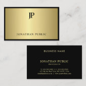 Carte De Visite Design moderne Monogramme Noir Or Glamour Luxe (Devant / Derrière)