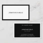 Carte De Visite Design Moderne Noir Et Blanc Professionnel Chic (Devant / Derrière)