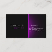 Carte De Visite design moderne noir et néon violet (Devant)