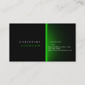 Carte De Visite design moderne noir et vert néon (Devant)