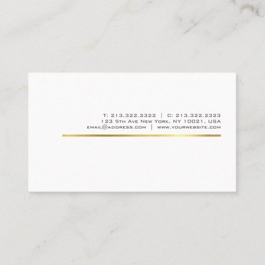 Carte De Visite Design moderne or rayé Design professionnel chic P (Dos)