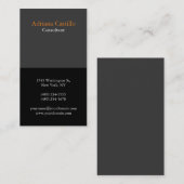 Carte De Visite Design moderne Plat Vertical Black Gris Unique (Devant / Derrière)