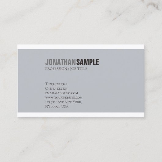 Carte De Visite Design moderne professionnel Chic Smart Plain Luxe (Devant)