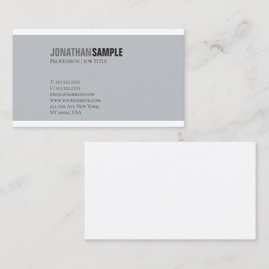 Carte De Visite Design moderne professionnel Chic Smart Plain Luxe (Devant / Derrière)