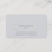 Carte De Visite Design moderne professionnel Gris Or élégant (Dos)