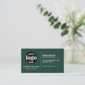 Carte De Visite Design Moderne Professionnel Simple Vert Avec Logo (Debout devant)