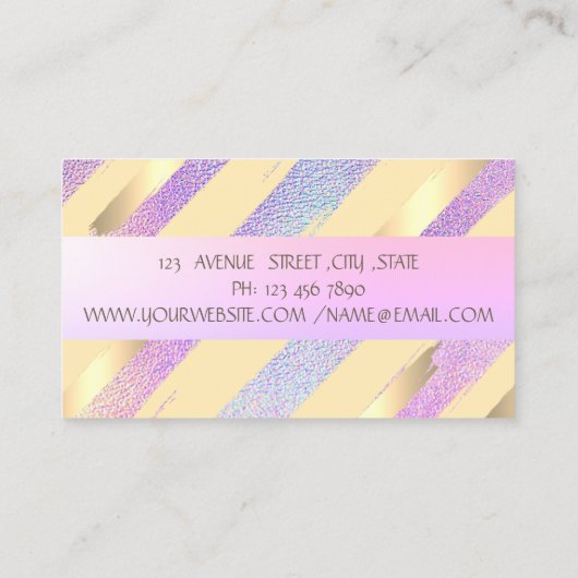 Carte De Visite Design moderne, Rayures, Holographie Or Faux (Dos)
