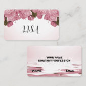 Carte De Visite Design moderne rose roses (Devant / Derrière)