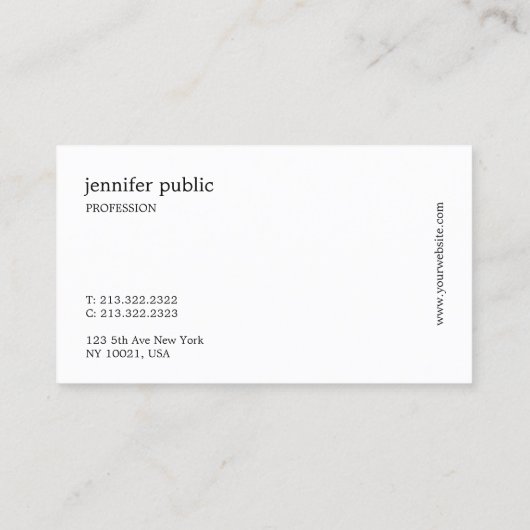 Carte De Visite Design Moderne Script À Main Professionnel Simple (Dos)