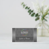 Carte De Visite Design moderne Silver Grey avec logo et photo (Debout devant)