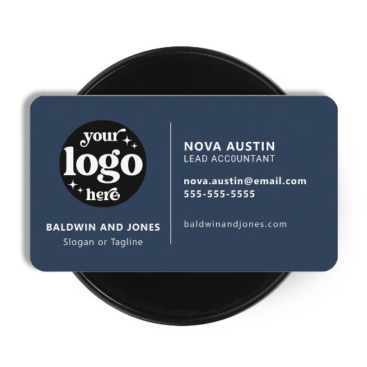 Carte De Visite Design Moderne Simple Bleu Professionnel Avec Logo