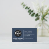 Carte De Visite Design Moderne Simple Bleu Professionnel Avec Logo (Debout devant)