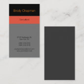 Carte De Visite Design moderne simple Vertical Noir Rouge Gris Uni (Devant / Derrière)