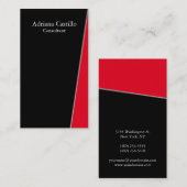 Carte De Visite Design moderne simple Vertical Noir Rouge Unique (Devant / Derrière)