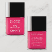 Carte De Visite Design moderne tendance néon rose vernis chic (Devant / Derrière)