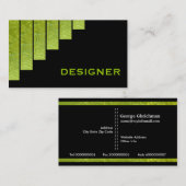 Carte De Visite Design moderne vert, noir rayures verticales (Devant / Derrière)
