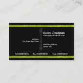 Carte De Visite Design moderne vert, noir rayures verticales (Dos)