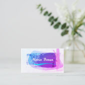 Carte De Visite design moderne violet rose et bleu art abstrait (Debout devant)