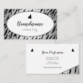 Carte De Visite Design Motif élégant en argent Tiger professionnel (Devant / Derrière)