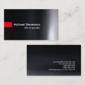 Carte De Visite Design noir gris rouge moderne Consultant unique (Devant / Derrière)