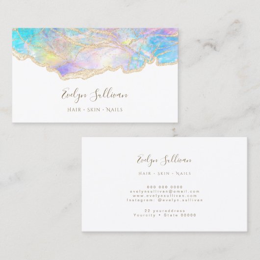 carte de visite design opal pastel (Devant / Derrière)