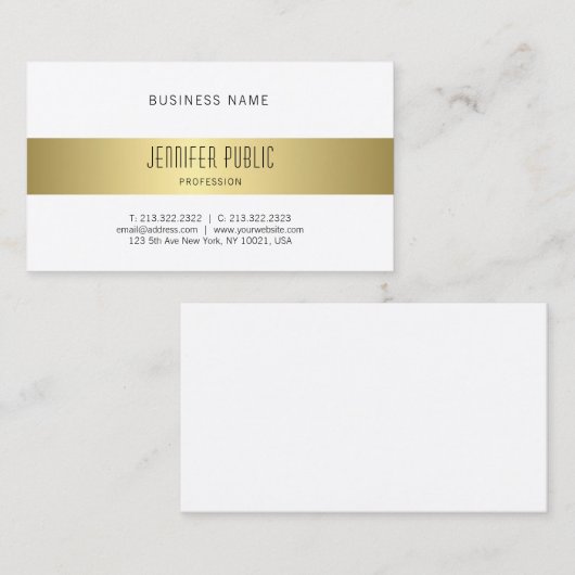 Carte De Visite Design or élégant moderne Design Simple Chic Plain (Devant / Derrière)