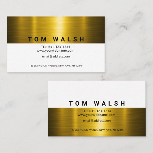 Carte De Visite Design or et blanc sur mesure (Devant / Derrière)