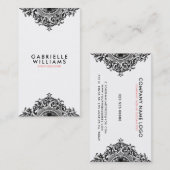 Carte De Visite Design ornemental noir giratoire (Devant / Derrière)