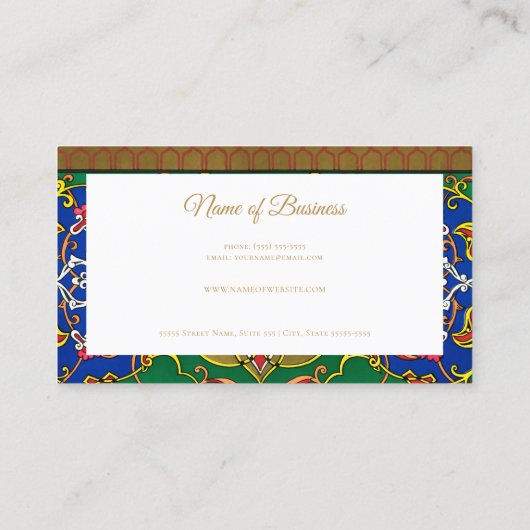 Carte De Visite Design Ornemental Russe Élégant Avec Script Or (Dos)