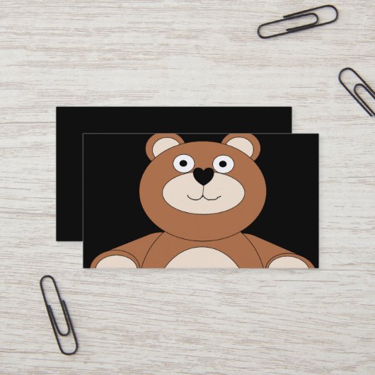 Carte de visite design ours en peluche (Devant/Arrière en situation)