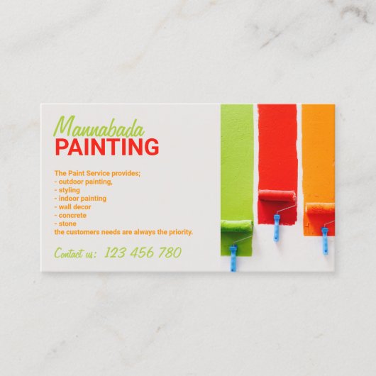 Carte De Visite Design Peintre moderne avec photo personnalisable (Devant)