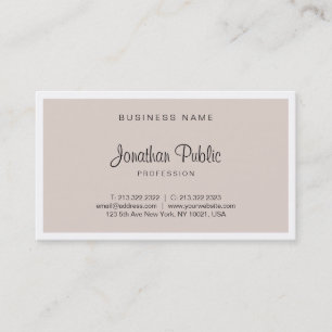Carte De Visite Design Professionnel Beige Moderne Script Simple