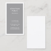 Carte De Visite Design professionnel chic gris blanc simple simple (Devant / Derrière)