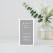 Carte De Visite Design professionnel chic gris blanc simple simple (Debout devant)