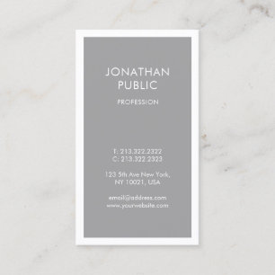 Carte De Visite Design professionnel chic gris blanc simple simple