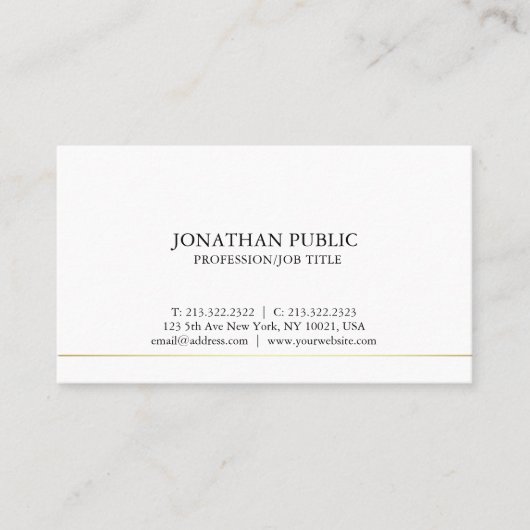 Carte De Visite Design professionnel chic moderne élégant sobre (Devant)