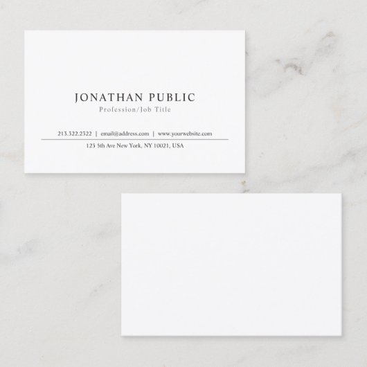 Carte De Visite Design professionnel élégant classique élégant et  (Devant / Derrière)