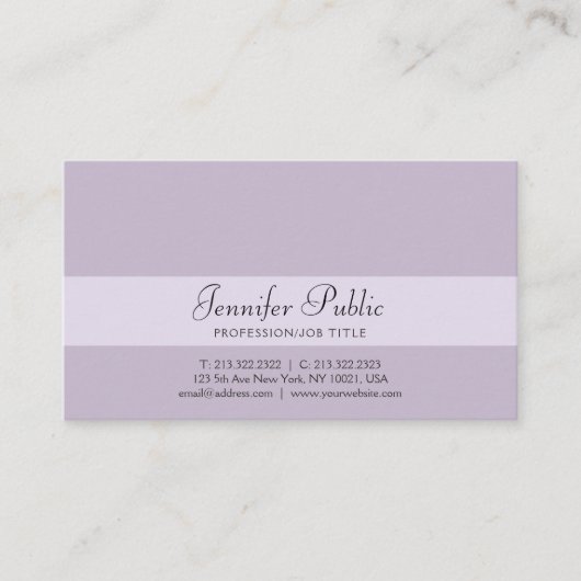 Carte De Visite Design professionnel élégant design Violet moderne (Devant)