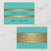 Carte De Visite Design professionnel élégant or turquoise contempo (Devant / Derrière)