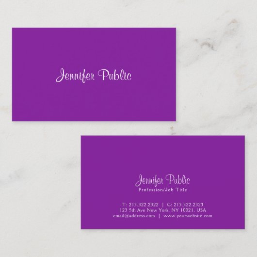 Carte De Visite Design professionnel élégant Premium Silk Luxe (Devant / Derrière)