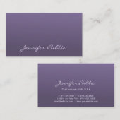 Carte De Visite Design professionnel élégant violet chic moderne (Devant / Derrière)
