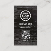 Carte De Visite Design professionnel en bois noir Code QR moderne (Devant)
