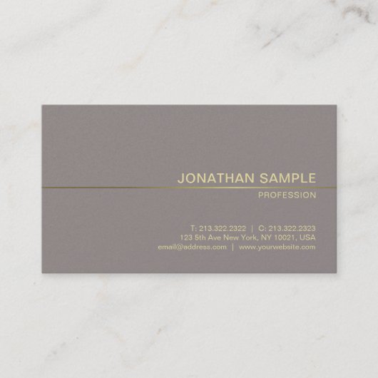 Carte De Visite Design professionnel Glamor Moderne Plain Luxe (Devant)