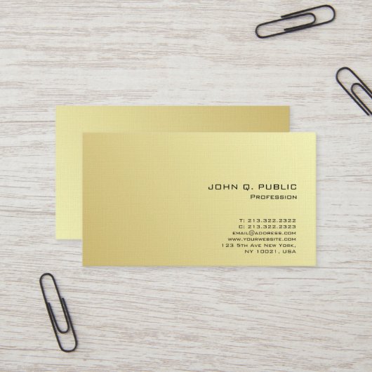Carte De Visite Design professionnel Gold Look Premium Lin Luxe (Devant/Arrière en situation)