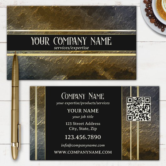 Carte De Visite Design professionnel Gold Metallic QR