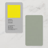 Carte De Visite Design professionnel Linen Jaune Gris (Devant / Derrière)