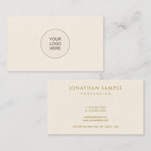 Carte De Visite Design professionnel Modèle Gold Look Texte (Devant / Derrière)