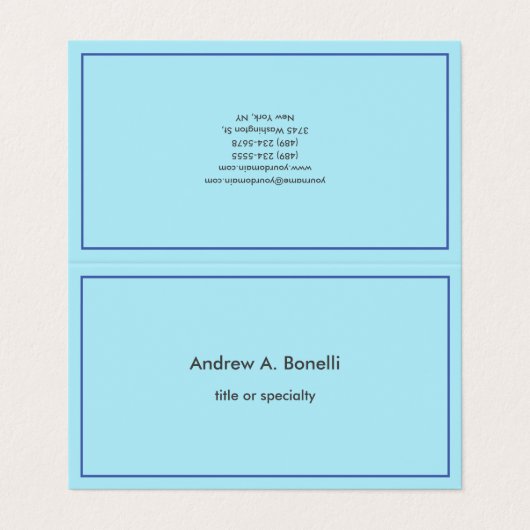 Carte De Visite Design professionnel moderne bleu clair (Extérieur déplié)